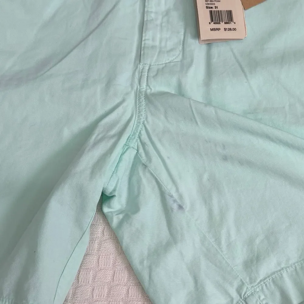 NWT Faherty Size 31 Cloud Cotton Harbor Shorts 8” Inseam Sea Foam MBC0003